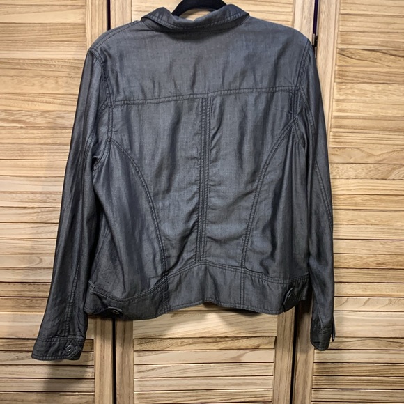 Tahari  Womens Soft Collared Neck Long Sleeve Jacket with Pockets Charcoal  L - Picture 7 of 7